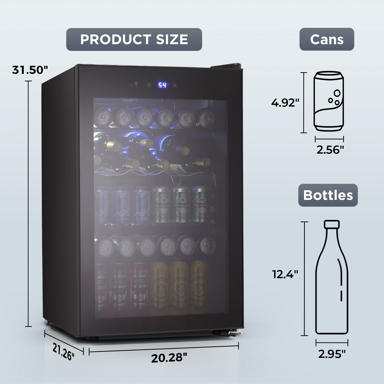 KNDKO 37 Bottle 145 Can Beverage Refrigerator - 4.5 Cu.Ft. Mini Fridge Cooler, Wine Cooler for Home/Office