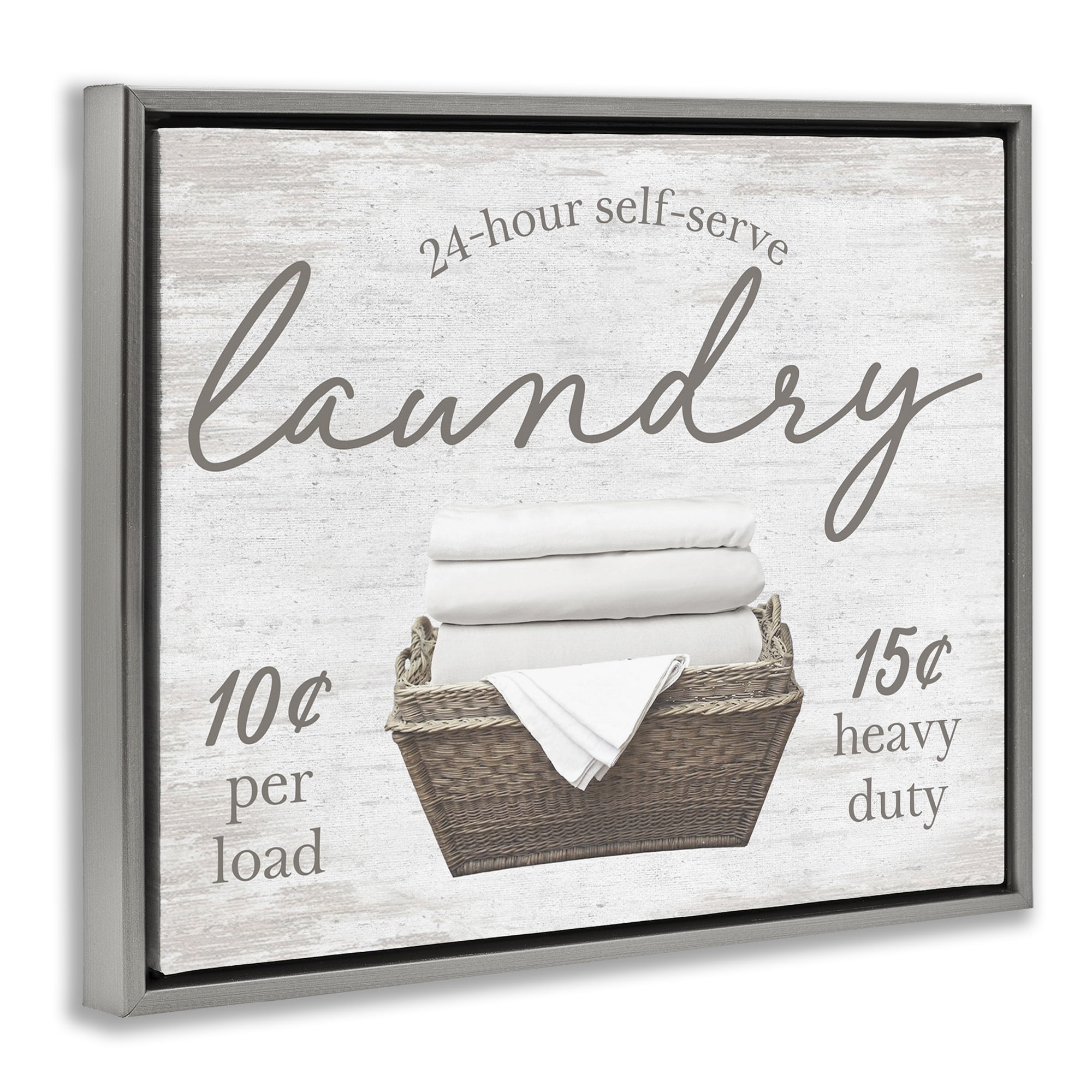 Stupell Industries Vintage Laundry Ad Typography Painting Gray Floater Framed Art Print Wall Art, 31 x 25