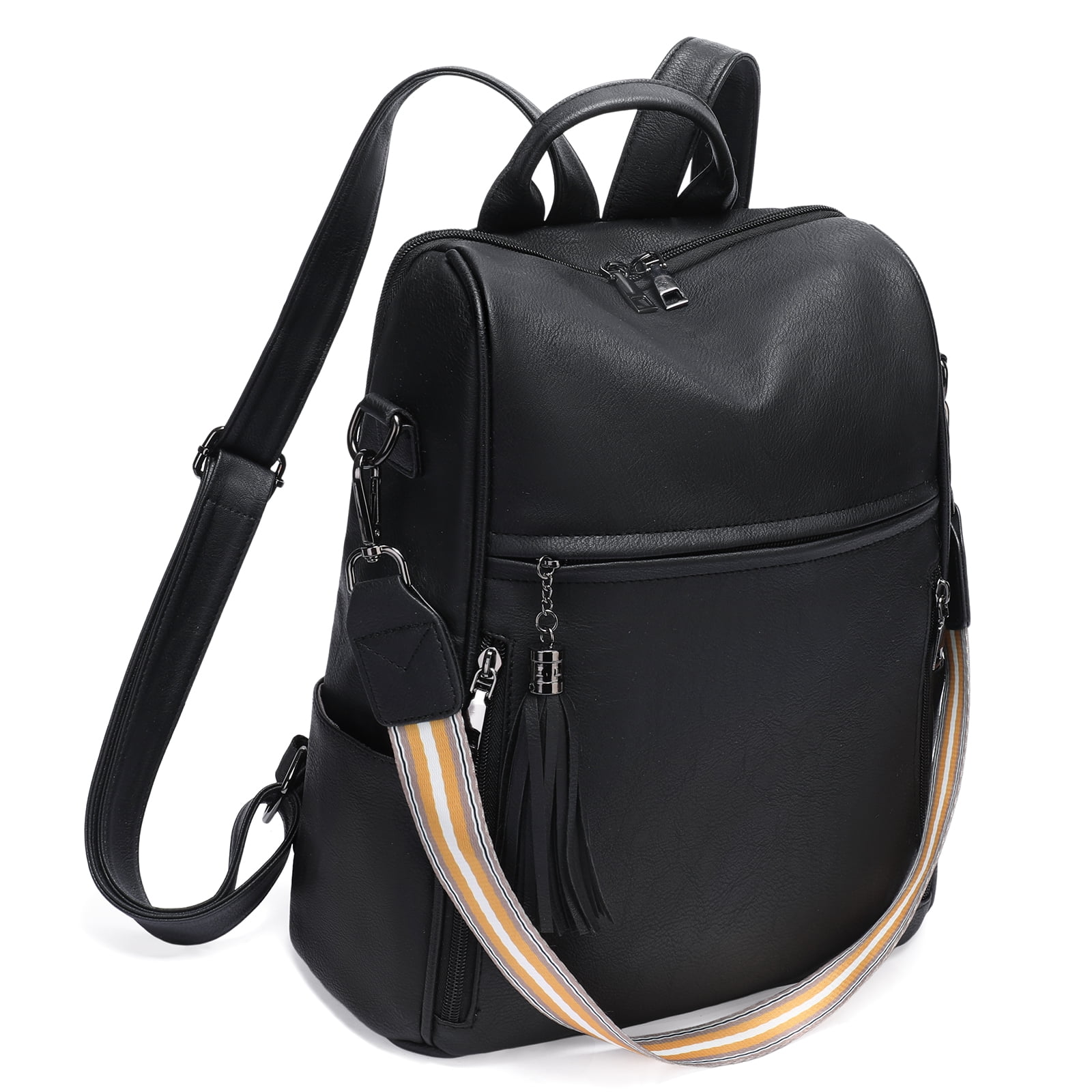 GOIACII Women Large Backpack Leather Travel Backpack Fashion Ladies Shoulder Bags with Tassel