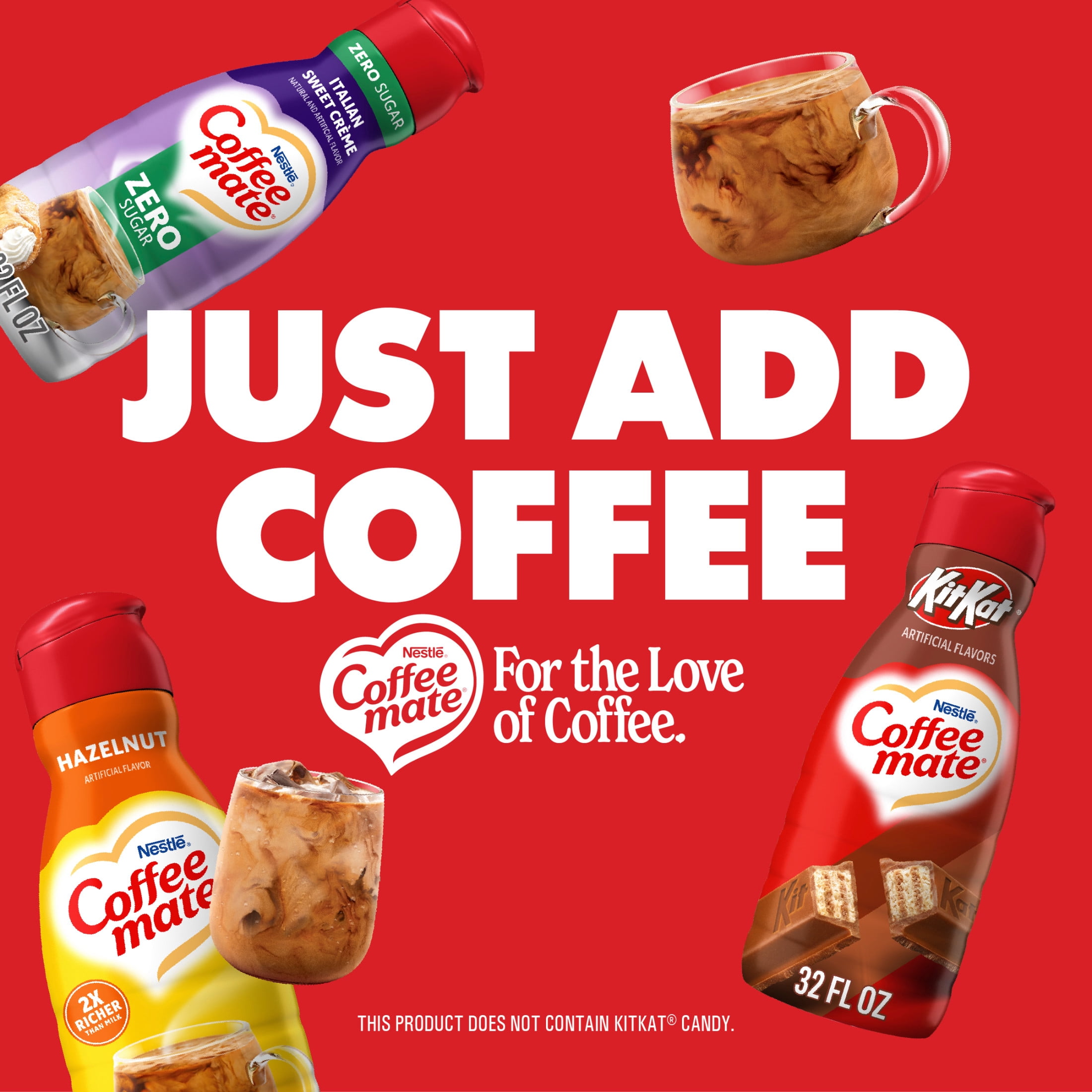 Coffee mate Kit Kat Chocolate Gluten Free Liquid Non-Dairy Coffee Creamer, 32 fl oz