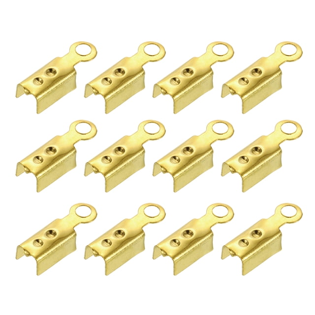 400 Pcs Fold Over Cord Ends, 10.2x2.5mm Ribbon Crimp Ends Cap, Clasp Tips for Leather Craft Making Diy (Gold)