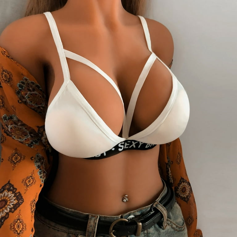 VERUGU Sexy Bras for Women Alluring Fashion Comfortable Elastic Cage Bra  Strappy Hollow Out Lingerie Bustier Beige XL