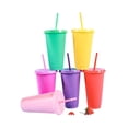 thumbnail image 1 of Vasos Reutilizables de Plastico, Vasos de Plástico de Colores con Tapa y Popote, Perfecto para fiestas y oficinas, 1 of 4