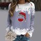 thumbnail image 2 of Gibobby Sudadera navideña mujer Sudadera de cuello redondo con estampado de Navidad para mujer, camisetas informales de manga larga para entrenamiento(Gris,XG), 2 of 4