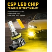AUXITO H11/H8/H16 LED Fog Light Bulbs or DRL, 6000 Lumens 3000K Amber Yellow Light, CSP LED Chips Fog Lamps Replacement for Cars , Pack of 2)