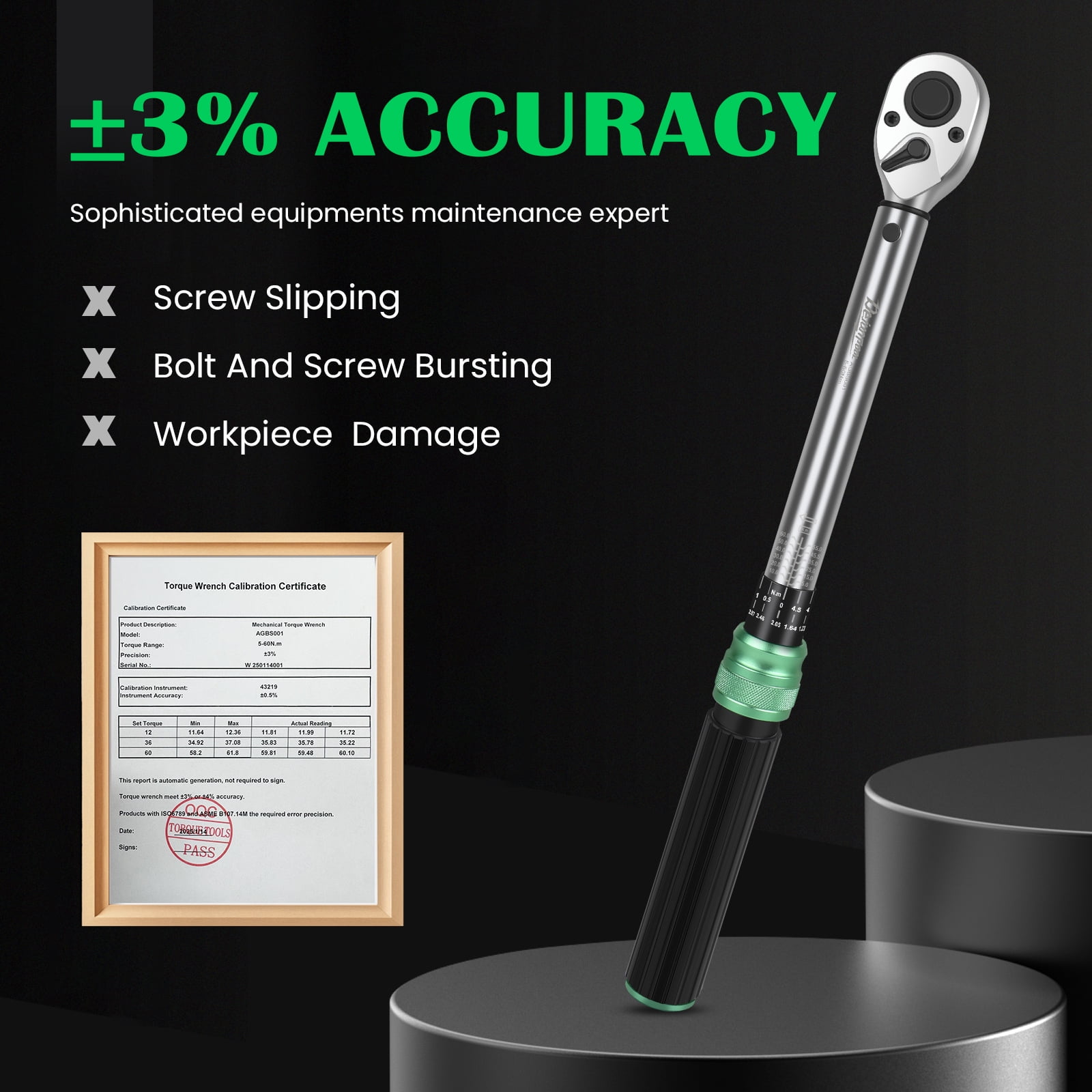3/8" Drive Click Torque Wrench Set, 5-60 N.m, 32PCS Professional Torque Tool Kit with Extension Bar, Adapter, Bits & Portable Case for Bicycle, Motorcycle, Car Maintenance