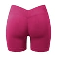 thumbnail image 6 of KANG Fashion Women's V-Waist High-Rise Yoga Shorts Tummy Control & -Lifting Design Breathable Compression Fabric Stylish Athletic Shorts for Running Gym and Workout Hot Pink L, 6 of 7