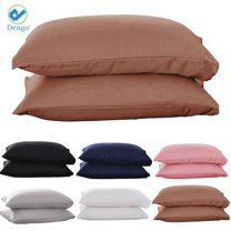 Deago Set of 2 Ultra Soft Microfiber Bed Pillow Case Pillow Covers with Envelope Closure - Queen Size/Coffee