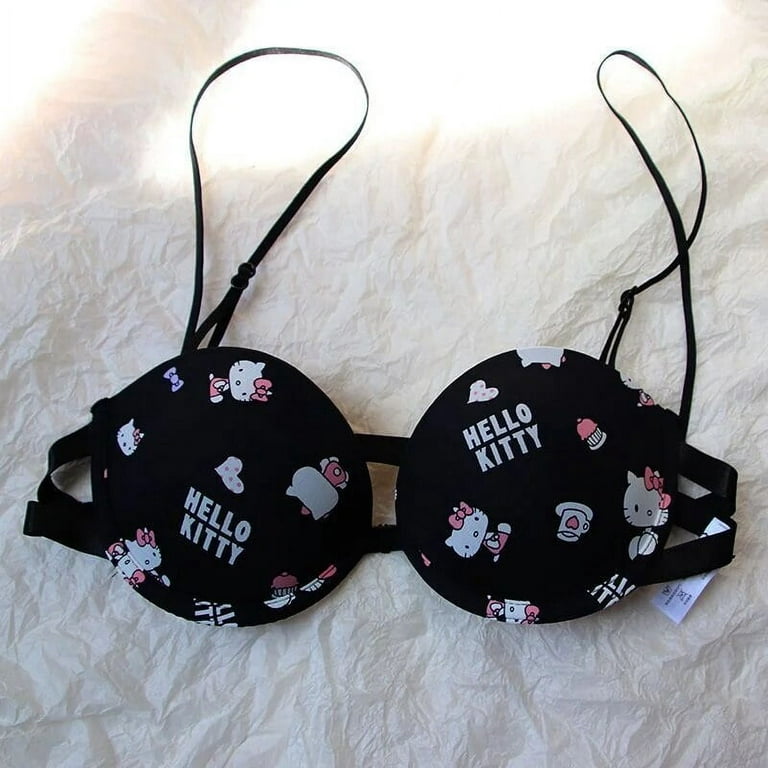 Sanrio Bra Set Hello Kitty Kawaii Sweet Underwear Panties and Bra Set Push-Up  Bra Comic Underwear Sexy Pure Desire Bra Girl Gift 