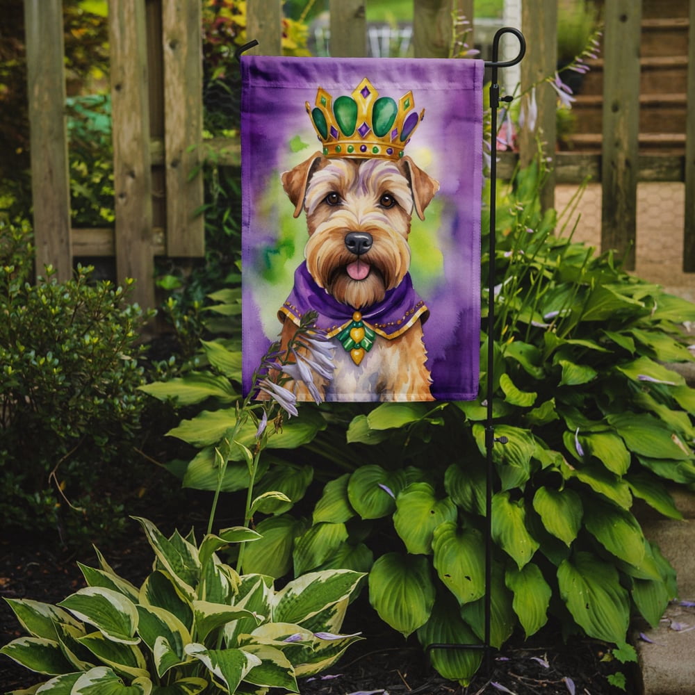 Wheaten Terrier King of Mardi Gras Garden Flag 11.25 in x 15.5 in