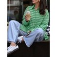 thumbnail image 6 of Oversized Button Down Shirts for Women Shirt Long Sleeve Collared Blouses with Pocket Beach Outfit Green L, 6 of 10