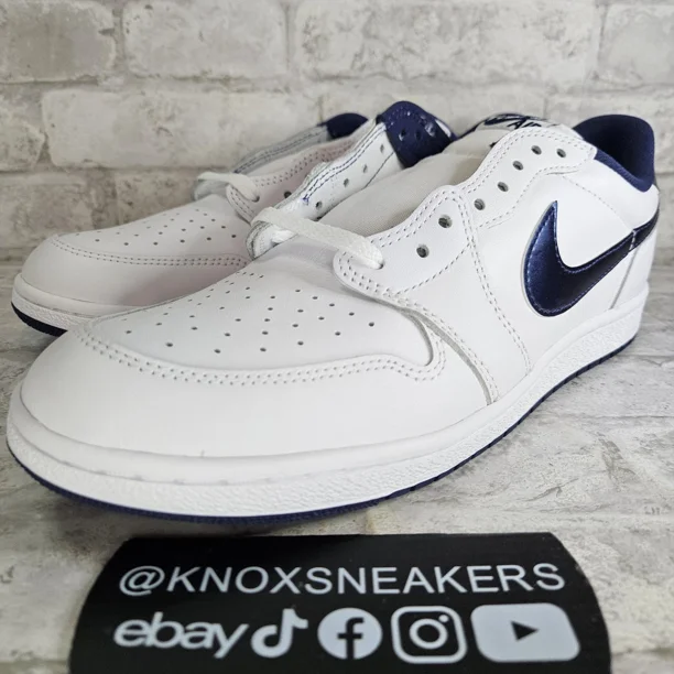 N I-K-E A i r-Jor-dan 1 Low 85 Metallic Blue White FB9933-141 Men's Size 13