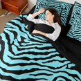 thumbnail image 4 of Feelyou Cyan Zebra Print Bedding Comforter Set 7pcs for Kids, Modern Fashion Stripes King Bedding Sets, Cartoon Wildlife Reversible Bed Sheets, Breathable Home Decor, 4 of 8