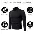 thumbnail image 4 of Camiseta de cuello alto de manga larga delgada y ligera para hombre, camisa base de color sólido, 4 of 7