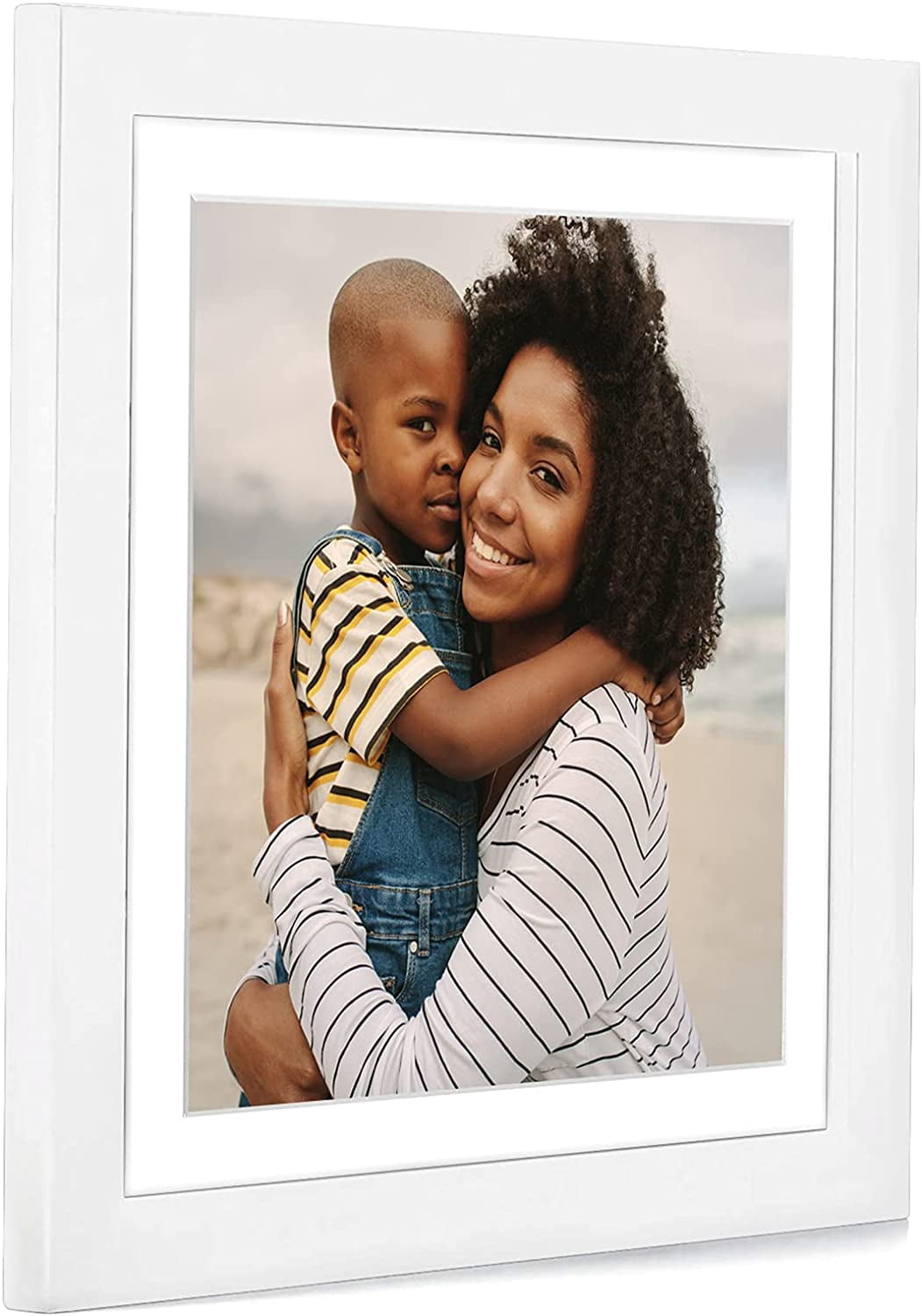Americanflat 12x12 Picture Frame in White - Displays 8x8 With Mat and 12x12 Without Mat - Composite Wood with Shatter Resistant Glass - Horizontal and Vertical Formats for Wall