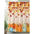 thumbnail image 2 of Orange Fall Thanksgiving Pumpkins Shower Curtain, Maple Leaves Farmhouse Bathroom Decor Curtains Set with Hooks, Waterproof Fabric Home Accessories， 66 X 72 Inch Long, 2 of 6
