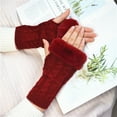thumbnail image 6 of Kripyery 1 Pair Warm Gloves Breathable Good Thermal Insulation Arm Warmer Fingerless Knitted Long Gloves for Writing, 6 of 8