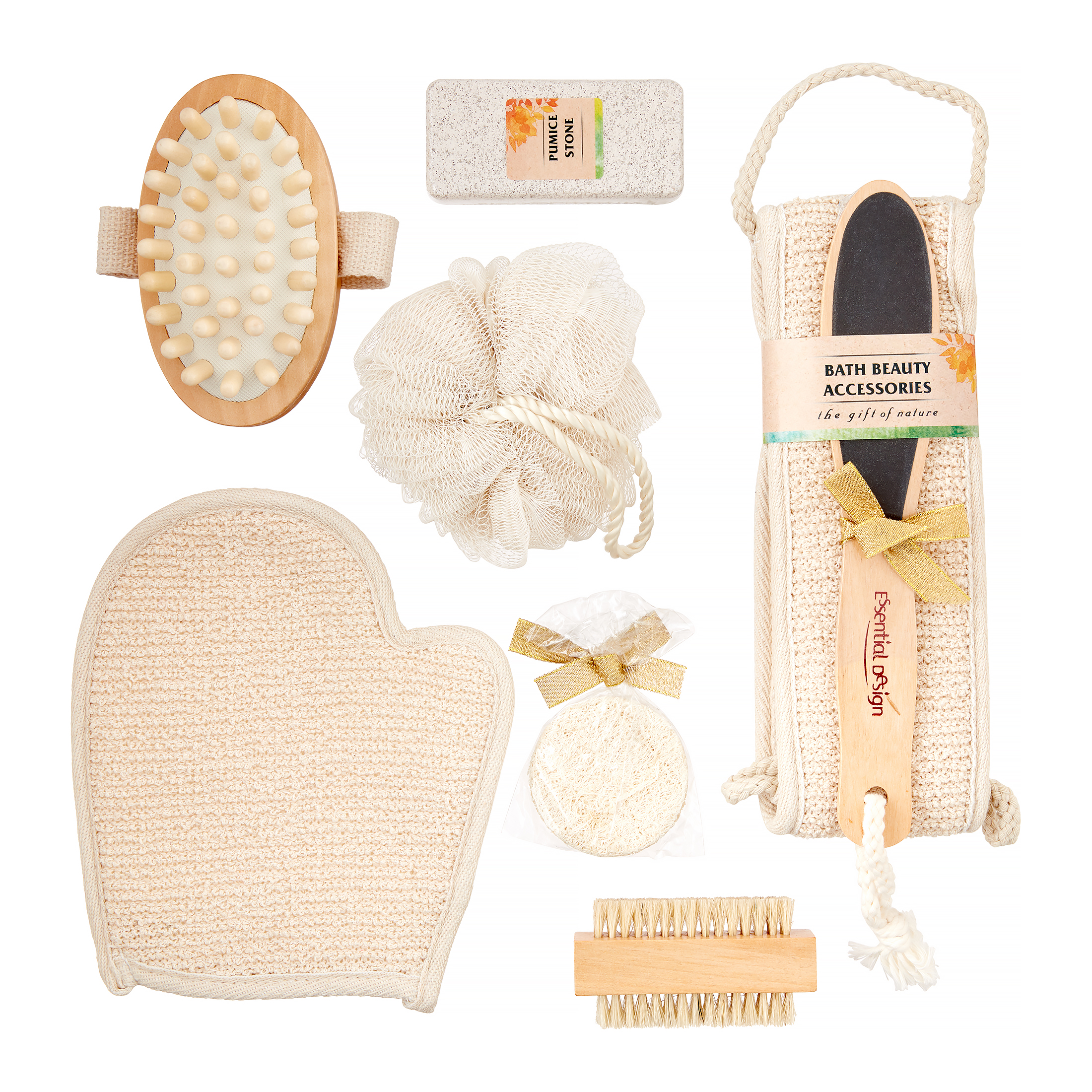 Essential Design Luxury Bath & Spa Gift Basket Set with Wood Massager & Nail Brush, 9 Pieces - image 2 of 3