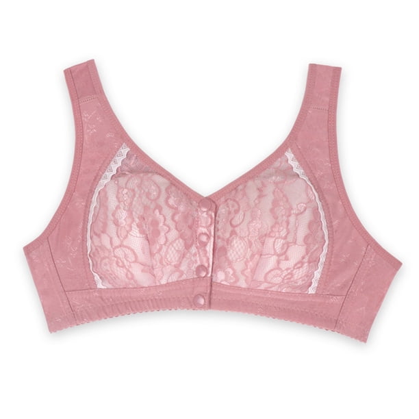Gibobby Brasier con Cierre Frontal Push Up Ropa interior de mujer Hebilla frontal Ropa interior bordada Sujetador dee algodón recogido sin sujetador de anillo de(Rosa,42)