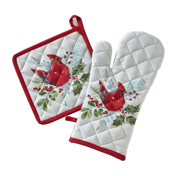 SKL Home Berry Cardinal Oven Mitt & Pot Holder Set