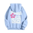 thumbnail image 4 of Plus Size Shirts for Women Fall Winter Loose Hooded Long-sleeved Mitten- Off the Shoulder Hoody Floral Hoodie Cotton Sweatshirt Hoodies(Sky Blue,XL), 4 of 4
