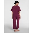 thumbnail image 2 of Joyspun Women's French Terry Lounge Sleep Short Sleeve Top and Capri Pants, 2-Piece Set, Sizes XS-3X, 2 of 5