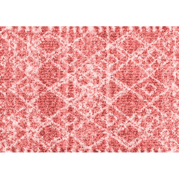 Ahgly Company Indoor Rectangle Trellis Red Modern Area Rugs, 2' x 4'
