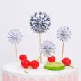 thumbnail image 3 of fastboy 4 Pcs Éventails en Papier Décoration Fête d'Anniversaire Ensemble de Décorations de Gâteau Doré Coloré Rond, Argent, 3 of 5