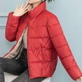 thumbnail image 4 of XPMWRP Women's Quilted Thicken Puffer Zip Jacket Long Sleeve Stand Collar Solid Color Coat Warm Winter Loose Trendy Padded Coat with Pockets Red L, 4 of 6