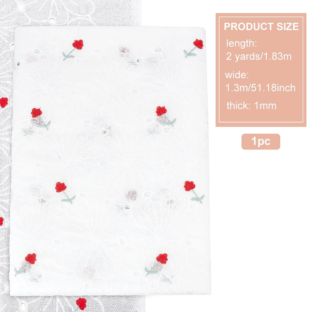 Cotton Embroidered Wavy Edge Flower Eyelet Lace Fabric for DIY Clothing Accessories White 130x0.1cm about 2 yards/pc DIY