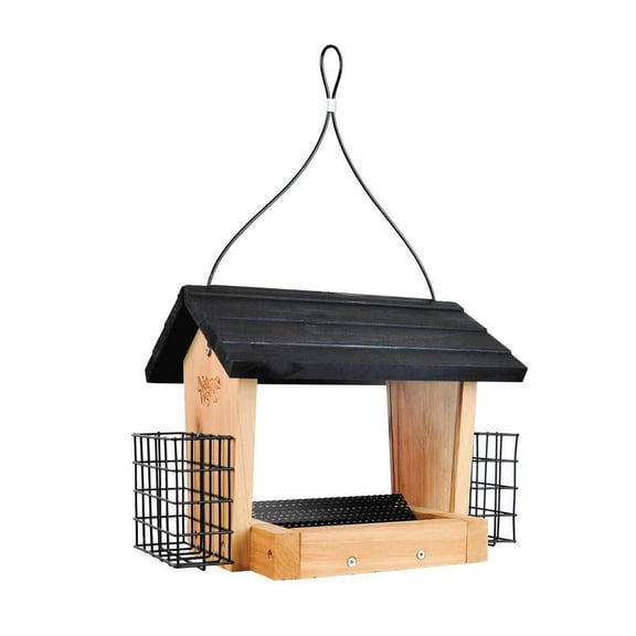 Nature's Way 3 Qt. Natural Cedar Hopper Feeder with Suet Cages WWCF28-CP1