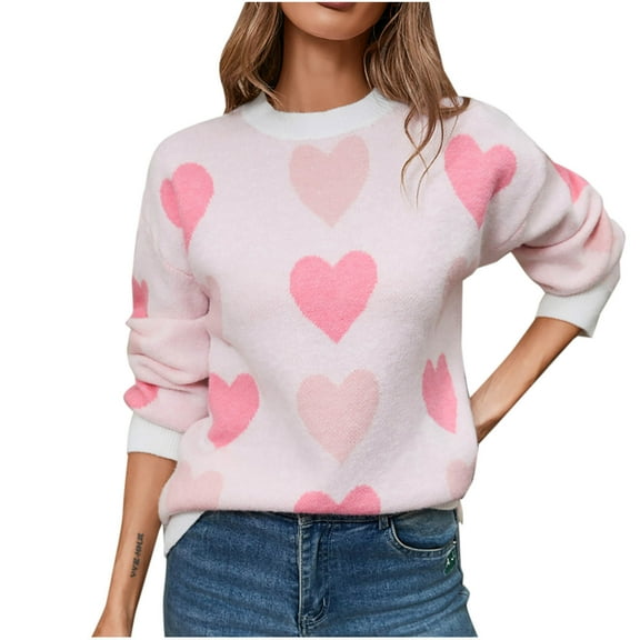 hotojiny Sweaters for Women Long Sleeve Crewneck Pullover Tunic Tops Fall Winter Printed Casual Knit Sweaters