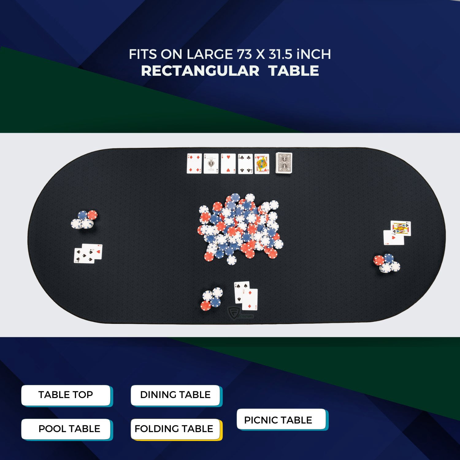 Feltectors Board Game Mat, Table Cover for Mahjong, Poker, Playing Cards, Tile Games, Dominoes 73 x 31.5 inch - Blue