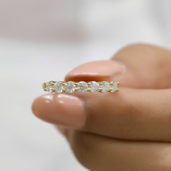 VINSON 3.0 MM Round Cut Moissanite Diamond Band - Seven Stone Wedding Band - Wedding Gift, Bridal Set Band, Anniversary Gift