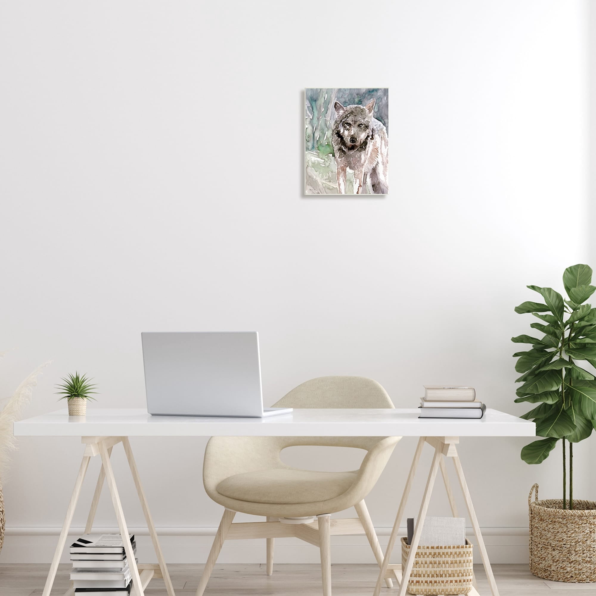 Stupell Industries Woodlands Coyote Watercolor Effect Wildlife Portrait Wood Wall Art, 10 x 15, Design by Stellar Design Studio