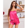 thumbnail image 3 of Ekouaer Womens Pajamas Set 2 Piece Satin Sleepwear Lingerie Soft Silk Pjs Cami Top and Shorts Sleep Camisole Nightwear, 3 of 6