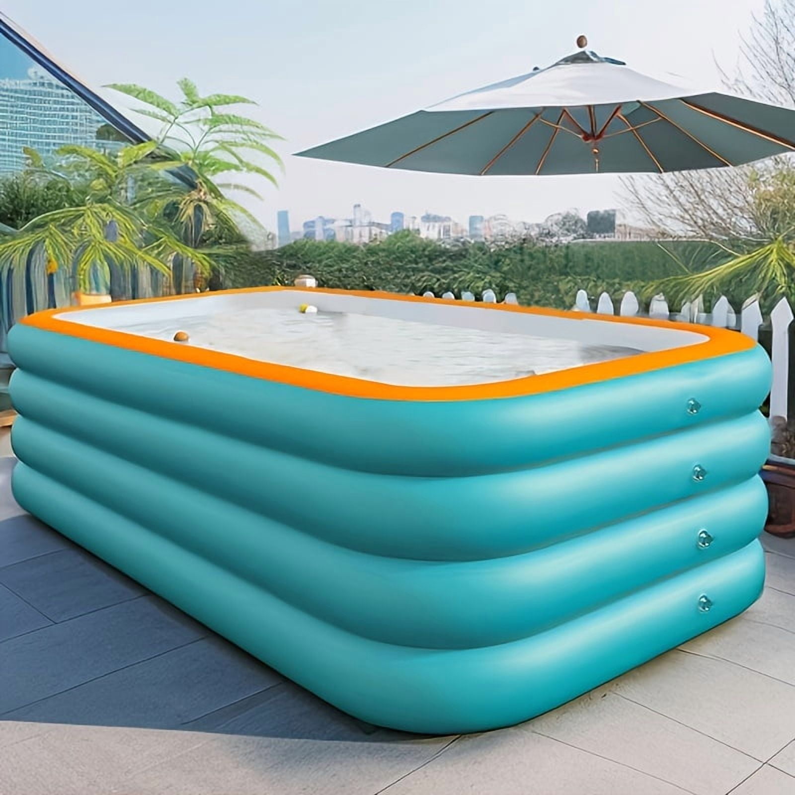 Extra-Large 4-Ring Inflatable Swimming Pool for Family Fun - Durable PVC, No Power Needed, Perfect for Outdoor Summer Parties & Water Play
