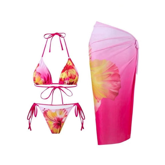 Blmnix Swimming Suits for Women Swim Skirts 3 Piece Swimsuits Bathing Suits Halter Purple Womens Bikini Swimsuits,M