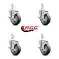thumbnail image 2 of 4 Inch Thermoplastic Rubber Swivel 3/4 Inch Square Stem Caster Set with Brake, 2 of 2