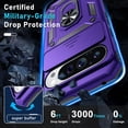 thumbnail image 3 of KOMI Case Compatible with Google Pixel 9 Pro XL Built in Slide Camera Lens Cover+Screen Protector+Finger Ring Holder Kickstand,Heavy Duty Shockproof Full Body Protective Phone Cover, Purple, 3 of 5