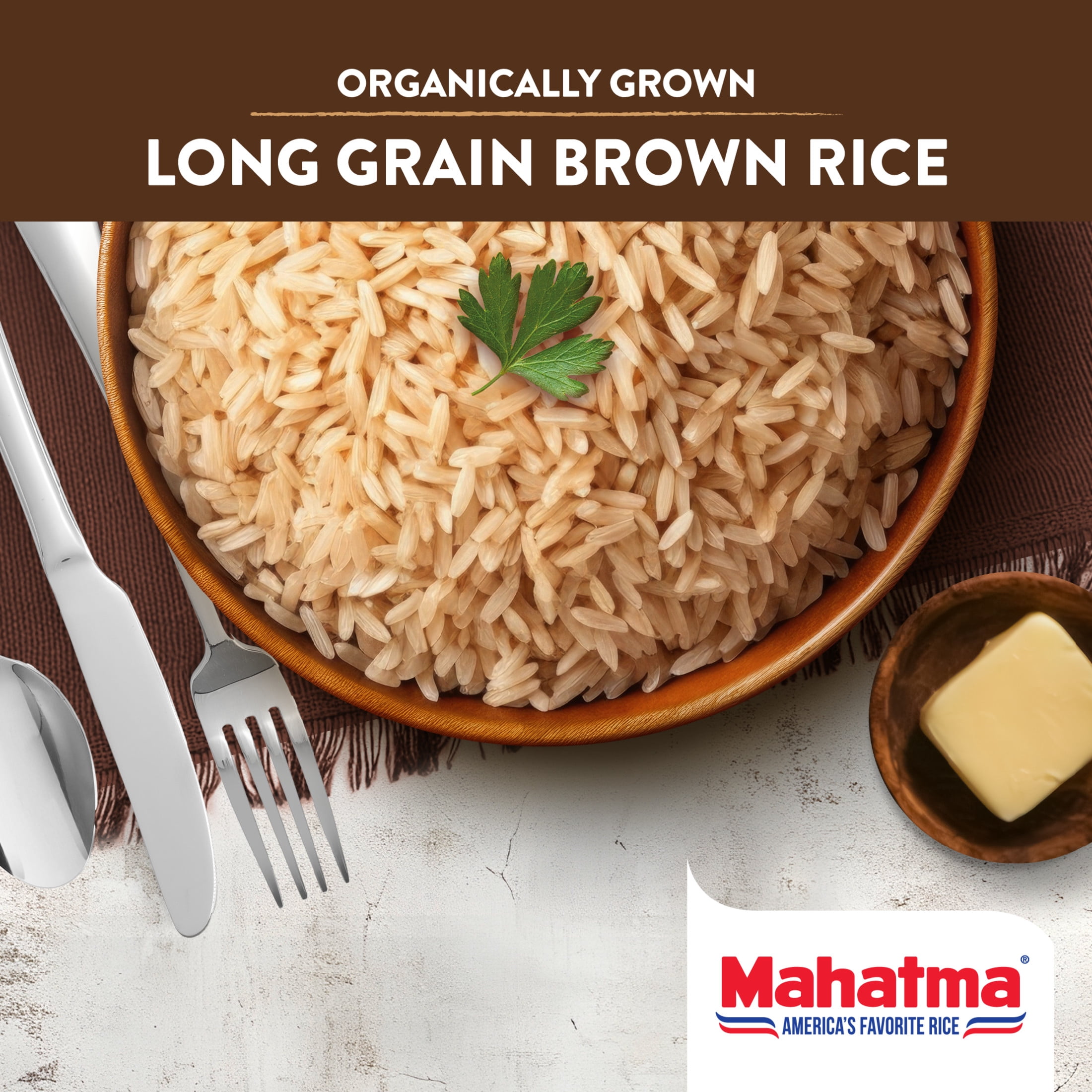 (3 pack) Mahatma Organic 100% Whole Grain Brown Rice, 2 lb Bag