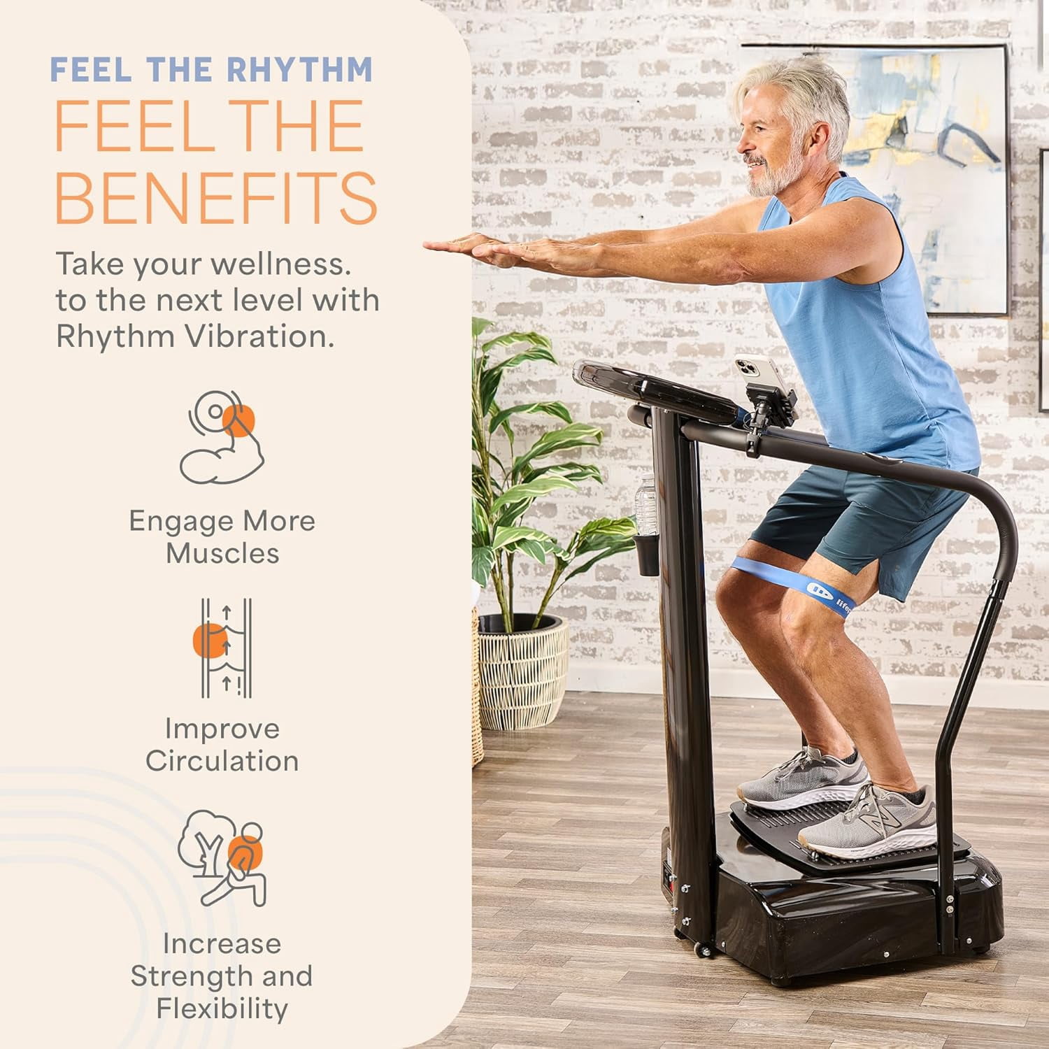 Lifepro Rhythm Vibration Plate Exercise Machine with Handles – Full Body Vibrating Plate for Lymphatic Drainage, Circulation & Recovery – Home Weight Loss Exercise Machine - Black