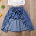 thumbnail image 6 of Toddler Girls Kids Clothes Set Baby Girl Lace Off-shoulder T-shirt Tops Bowknot Pants Skirts Dress, 6 of 8