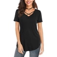 thumbnail image 3 of Askfv Womens Tops Casual V Neck Short Sleeve T-Shirt Summer Basic Blouse, 3 of 4