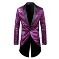 thumbnail image 5 of Tuxedo de lentejuelas INSPIRE CHIC para hombres con solapa de chal brillante, chaqueta de fiesta de boda 2XL púrpura, 5 of 5