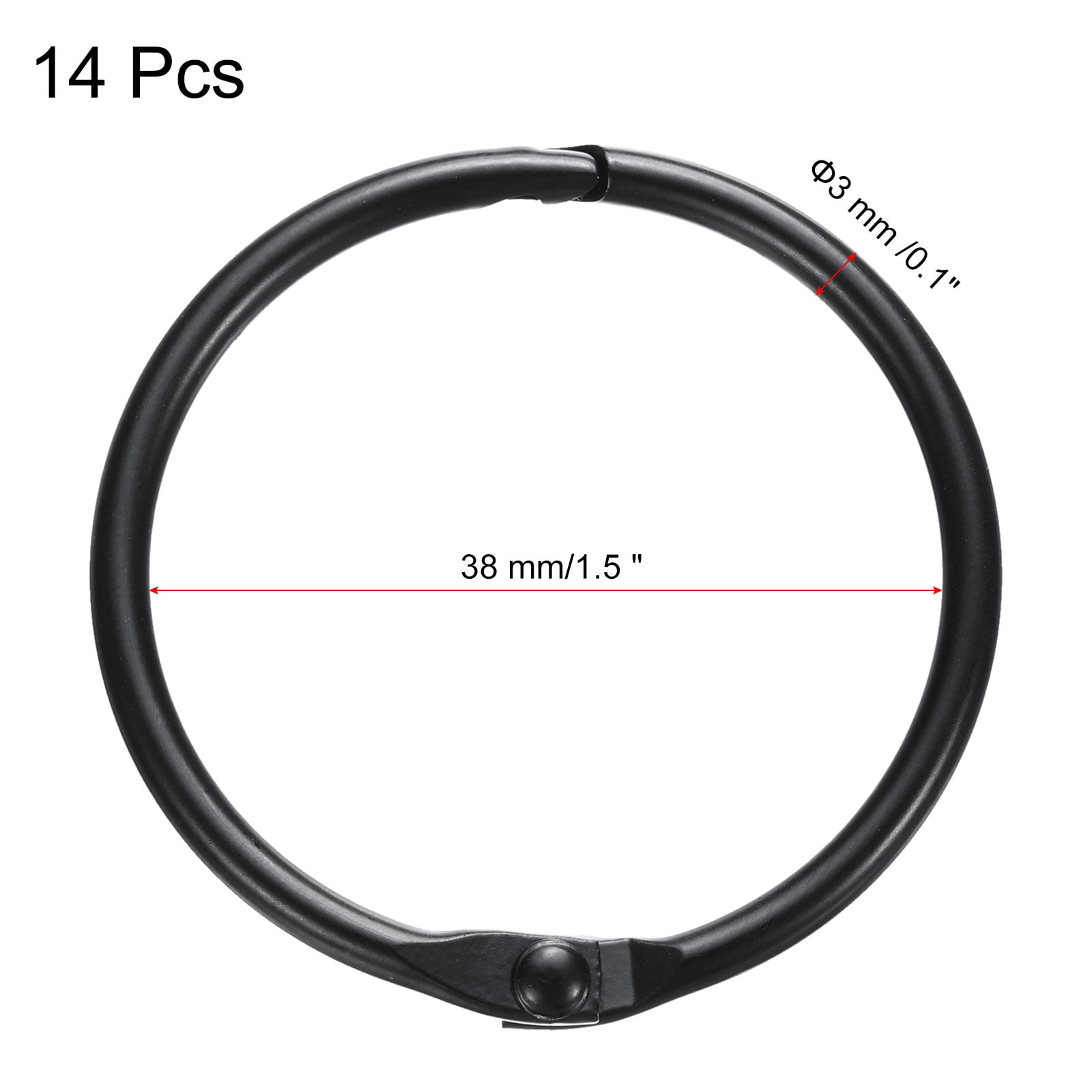 Unique Bargains Shower Curtain Rings Round Snap Hooks Glide for Shower Rods 1.5in Black