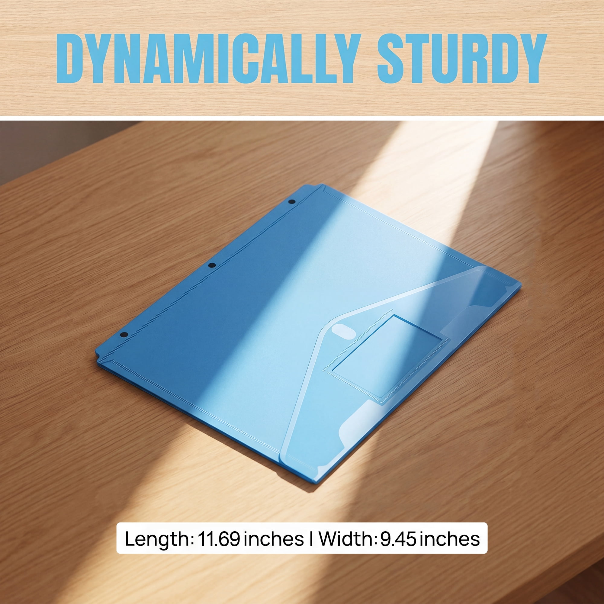 10Pack Heavy Duty 2 Pocket Plastic Folders with Clear Front Pocket, 3 Hole Punch, Assorted Colors
