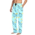 thumbnail image 2 of Men's Pajama Pants Tennis Racket Ball on Blue Cotton Long Sleepwear Lounge Pants L, 2 of 7