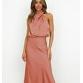 thumbnail image 2 of Robe Longue Plissée Sans Manches en Satin d'Été pour Femmes, 2 of 3