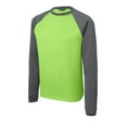 thumbnail image 5 of Sport-Tek Sport Wick Raglan Colorblock Fleece Crewneck-L (Lime Shock/ Dark Smoke Grey), 5 of 6